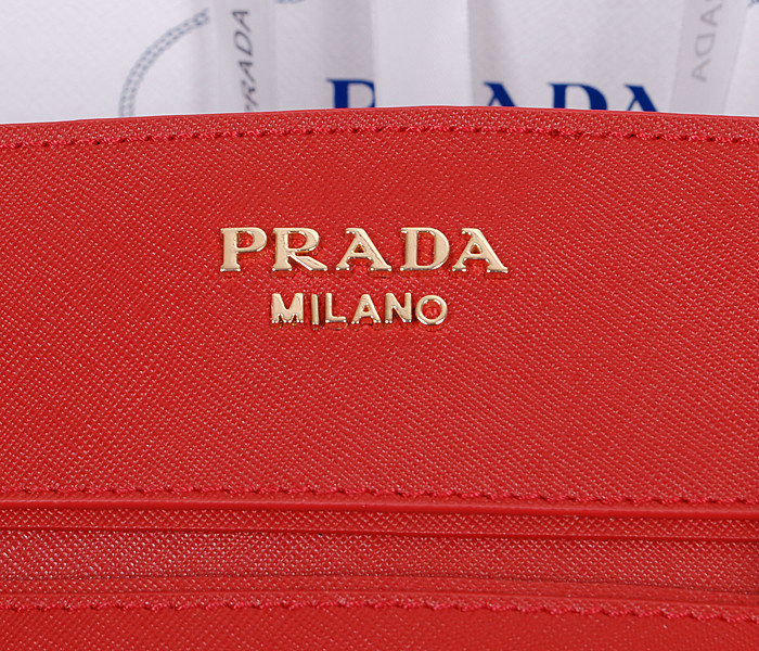2014 Prada saffiano cuir leather tote bag BN2595 red